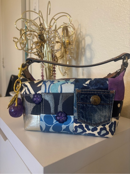 Coach Handbags - Coach Patchwork Mini Shoulder Bag in Blue and Purple